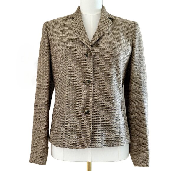 Jones New York Jackets & Blazers - Jones New York | Vintage Lightweight Tweed Silk Linen Blazer Sz 4